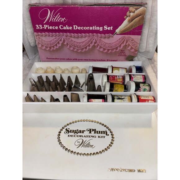 null Other - Vintage 1974 Wilton Sugar Plum Cake Decorating Kit Set with Box & Many Extras"